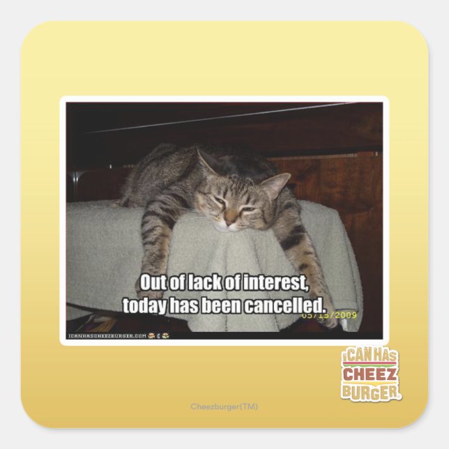 Pegatina Cuadrada Por falta de interés (Anverso)