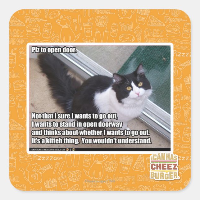 Pegatina Cuadrada Por favor, abra la puerta (Anverso)