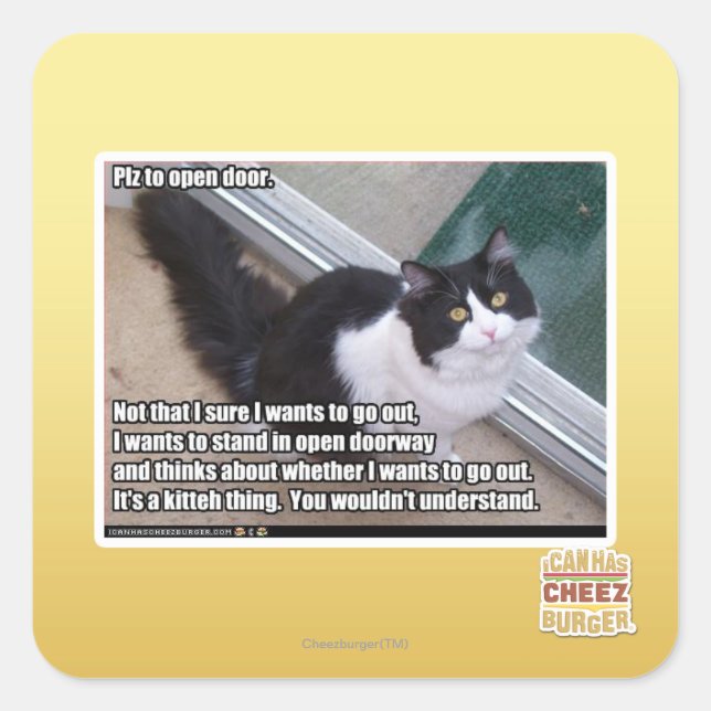 Pegatina Cuadrada Por favor, abra la puerta (Anverso)