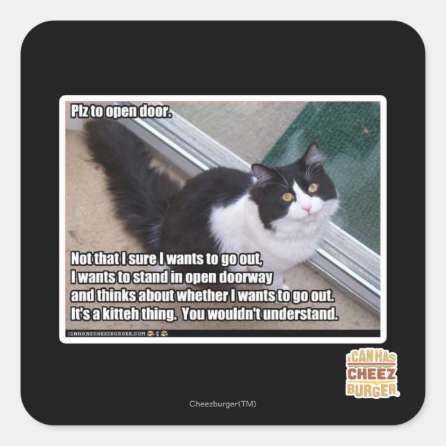 Pegatina Cuadrada Por favor, abra la puerta (Anverso)