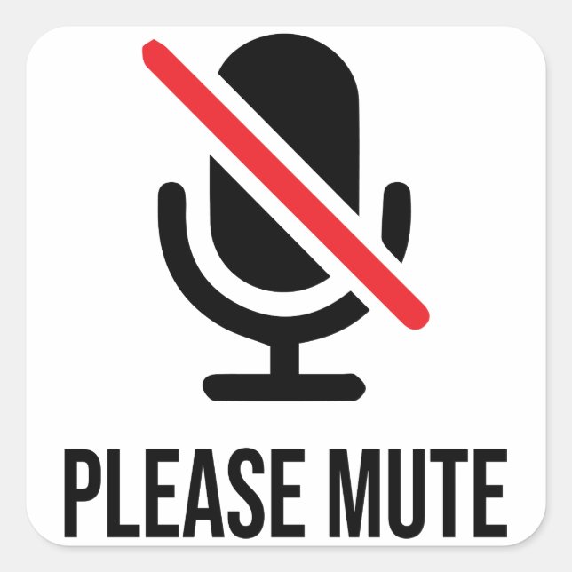 Pegatina Cuadrada Por favor, mute, estás silenciado, SHCM mute (Anverso)