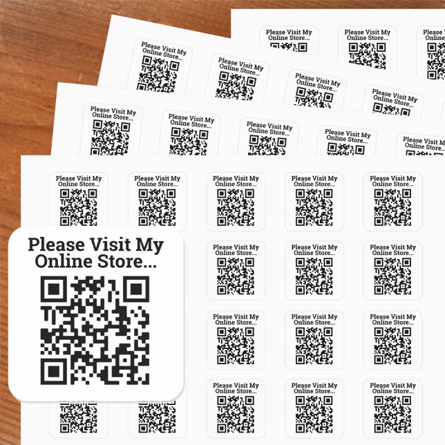 Pegatina Cuadrada Por favor, visite el código QR de diseño de mi tie (Subido por el creador)