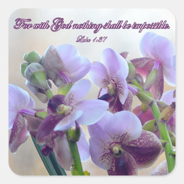 Pegatina Cuadrada ¡Porque Para Dios Nada Será Imposible! (Anverso)