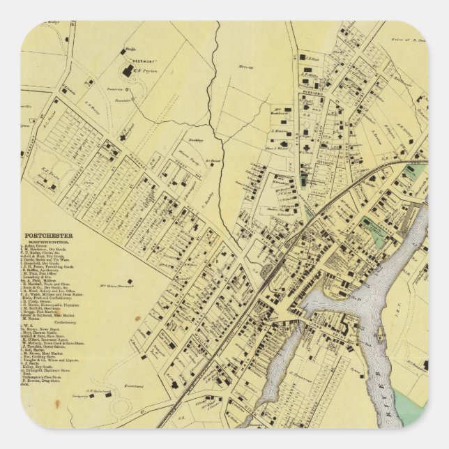 Pegatina Cuadrada Port Chester, NY (Anverso)