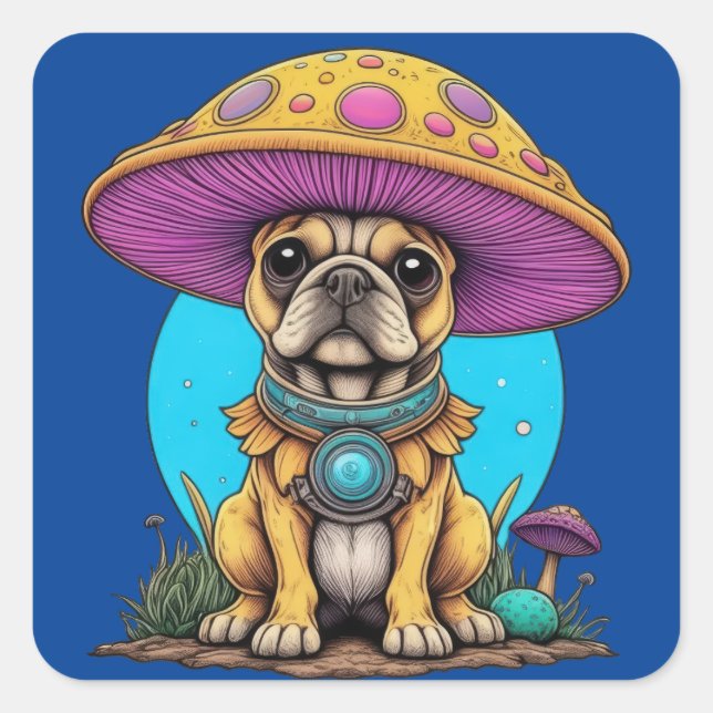 Pegatina Cuadrada Portabella Pooch (Anverso)