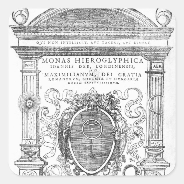 Pegatina Cuadrada Portada de 'Monas Hieroglyphica' (Anverso)