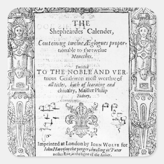 Pegatina Cuadrada Portada de 'The Shepeards Calender' (Anverso)