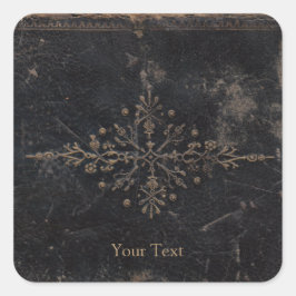 Pegatina Cuadrada Portada del libro Vintage Worn Fleur-de-lis