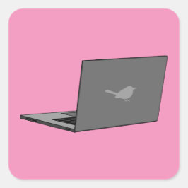 Pegatina Cuadrada Portátil gris con Personalizado de logotipo de páj