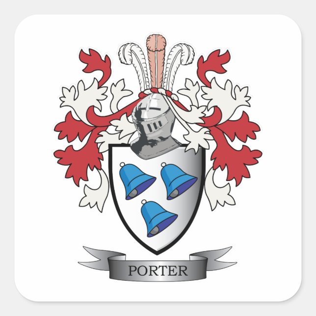 Pegatina Cuadrada Porter Family Crest Coat of Arms (Anverso)