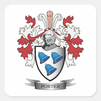 Pegatina Cuadrada Porter Family Crest Coat of Arms