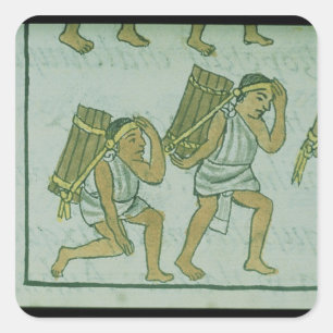 Pegatina Cuadrada Porteros aztecos, del 'Codex Florentino'
