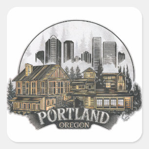 Pegatina Cuadrada Portland City Oregon USA