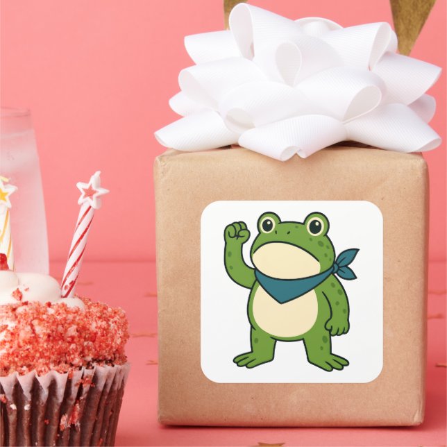 Pegatina Cuadrada Portland Frog Protest (Fiesta)