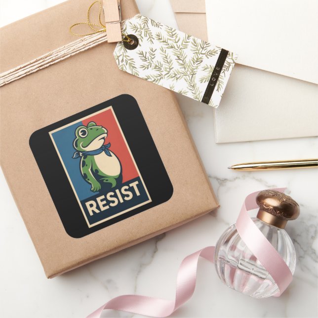 Pegatina Cuadrada Portland Frog Protest Anti Ice Resistance I Stand  (Regalar)