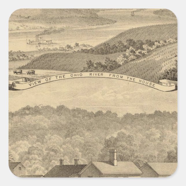 Pegatina Cuadrada Portsmouth, Ohio (Anverso)