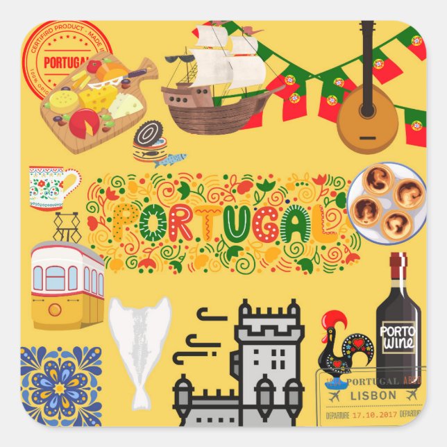 Pegatina Cuadrada Portugal (Anverso)