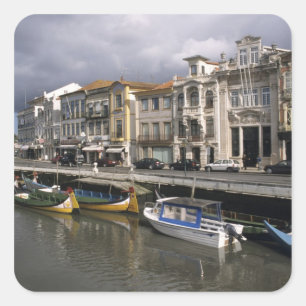 Pegatina Cuadrada Portugal, Aveiro. Moliceiros (recolectando algas m
