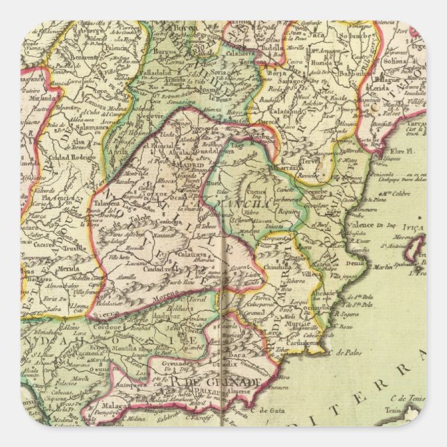 Pegatina Cuadrada Portugal y España (Anverso)