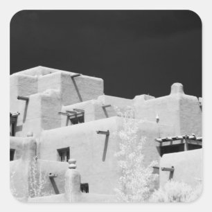 Pegatina Cuadrada Posada de estilo pueblo en Loretto, Santa Fe, Nuev