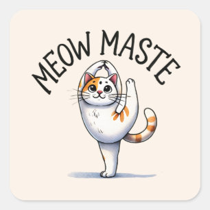 Pegatina Cuadrada Pose de yoga para gato - maste