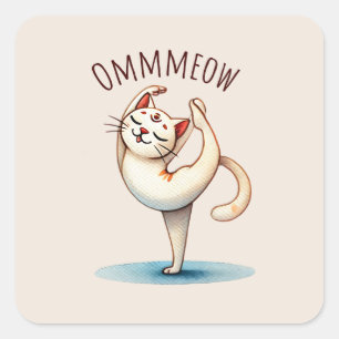 Pegatina Cuadrada Pose de yoga para gato - Meow