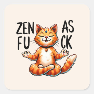 Pegatina Cuadrada Pose de yoga para gato - Zen
