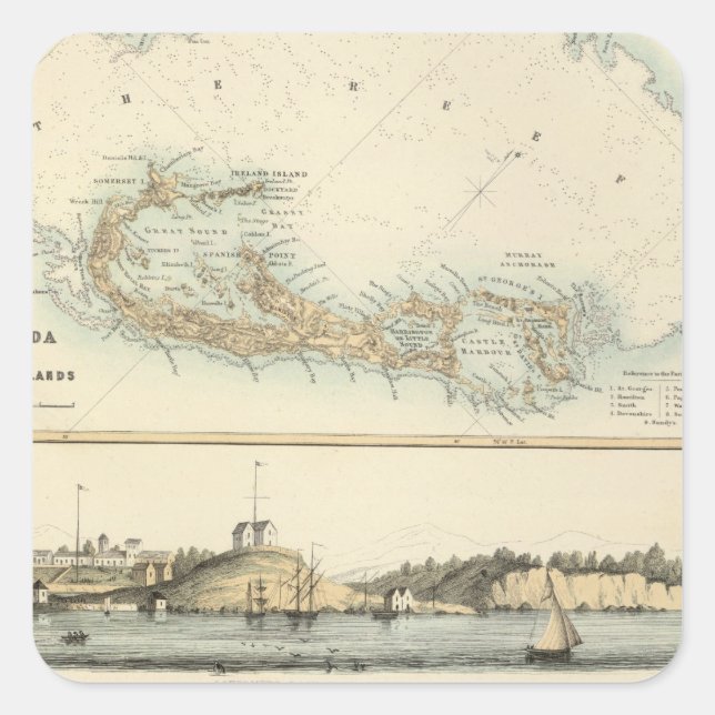 Pegatina Cuadrada Posesiones británicas del oeste de India (Anverso)