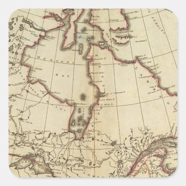 Pegatina Cuadrada Posesiones británicas en América del Norte (Anverso)