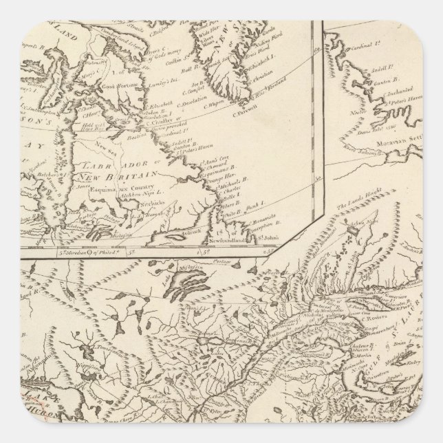 Pegatina Cuadrada Posesiones británicas en América del Norte (Anverso)
