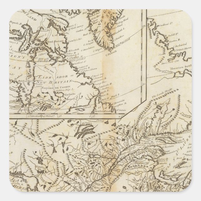 Pegatina Cuadrada Posesiones británicas en América del Norte 2 (Anverso)