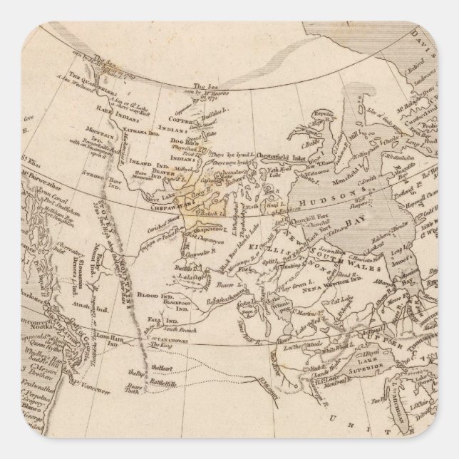 Pegatina Cuadrada Posesiones británicas en Estados Unidos (Anverso)