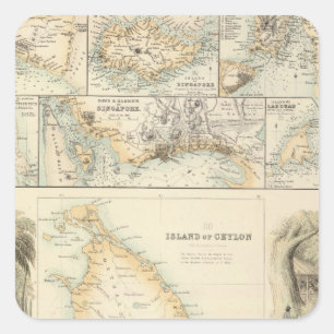 Pegatina Cuadrada Posesiones británicas en los mares de la India