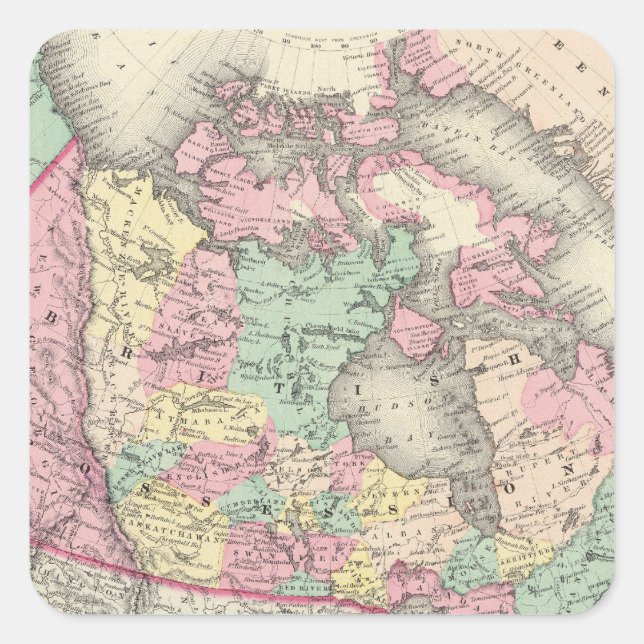 Pegatina Cuadrada Posesiones británicas, rusas y danesas (Anverso)