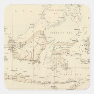 Pegatina Cuadrada Posesiones holandesas en el archipiélago indio