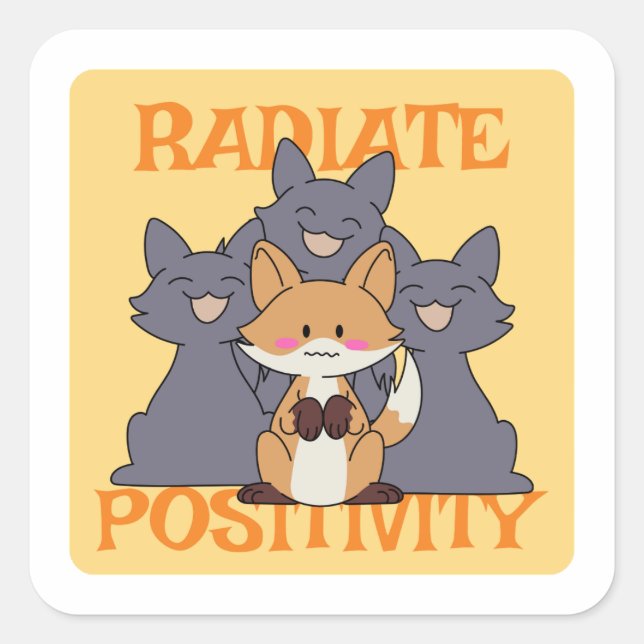 Pegatina Cuadrada Positividad de radiación (Anverso)