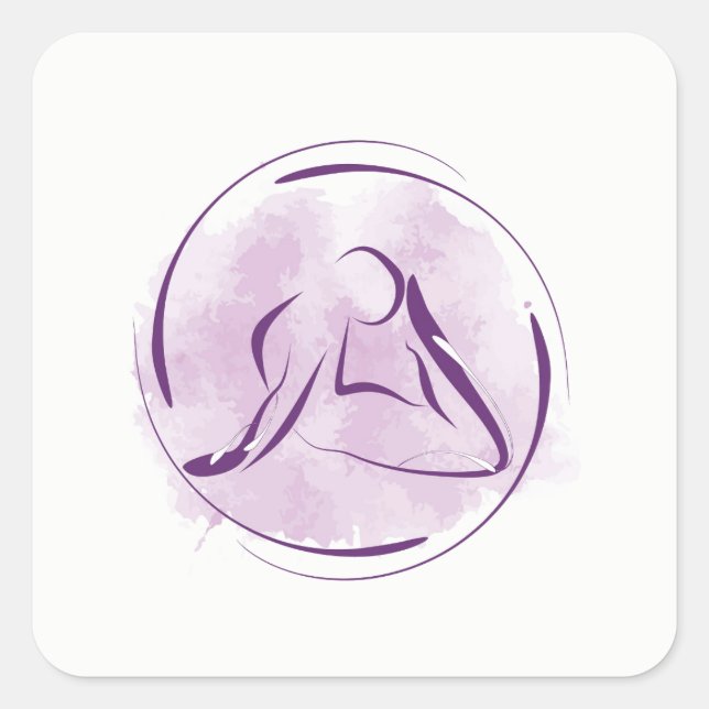 Pegatina Cuadrada Posposición de yoga (Anverso)