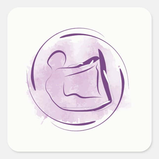 Pegatina Cuadrada Posposición de yoga (Anverso)