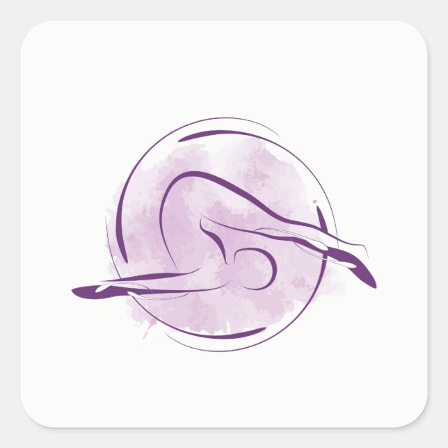 Pegatina Cuadrada Posposición de yoga (Anverso)