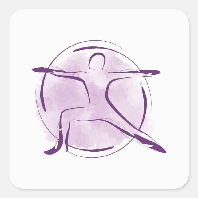 Pegatina Cuadrada Posposición de yoga (Anverso)