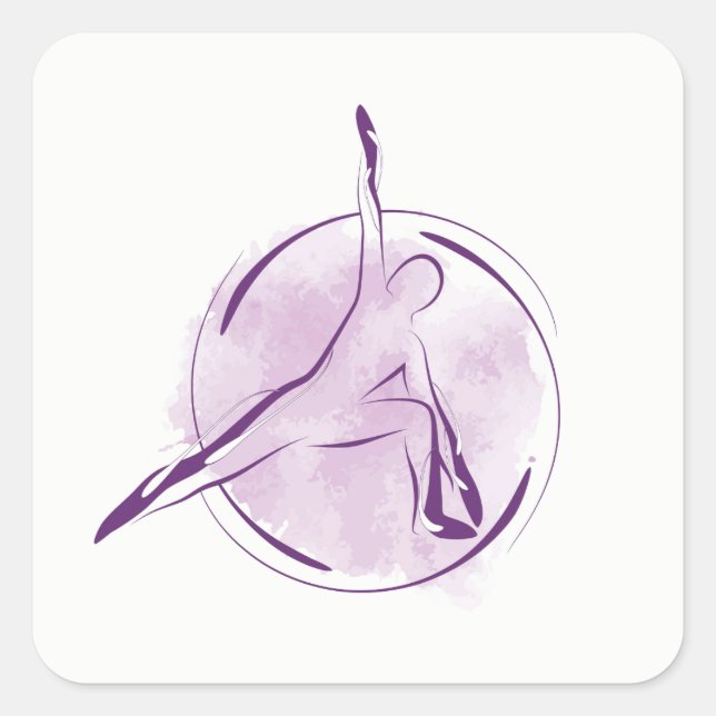 Pegatina Cuadrada Posposición de yoga (Anverso)