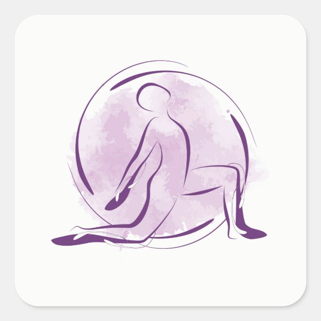 Pegatina Cuadrada Posposición de yoga (Anverso)