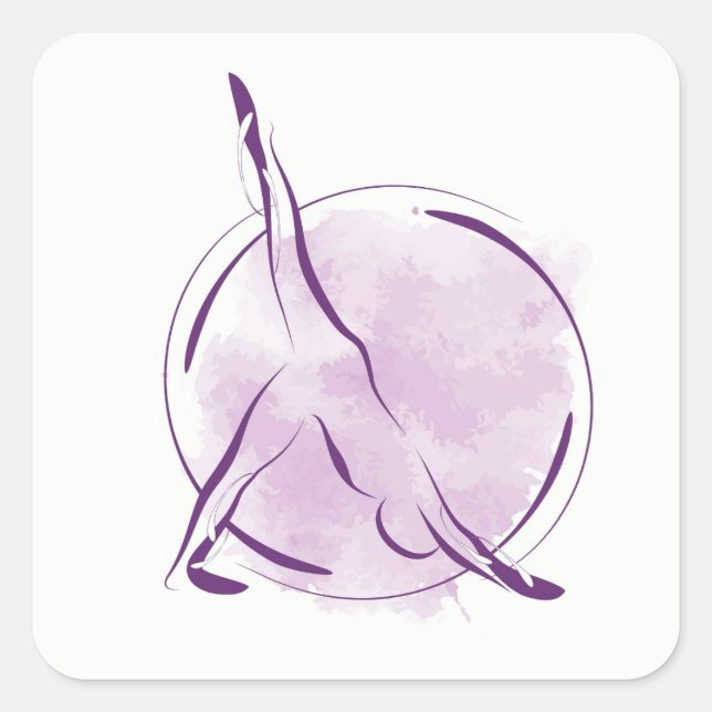 Pegatina Cuadrada Posposición de yoga (Anverso)