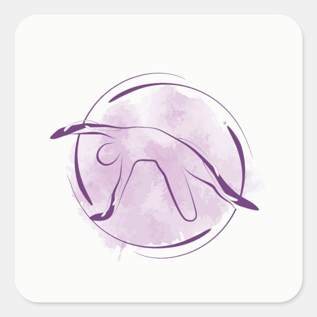 Pegatina Cuadrada Posposición de yoga (Anverso)