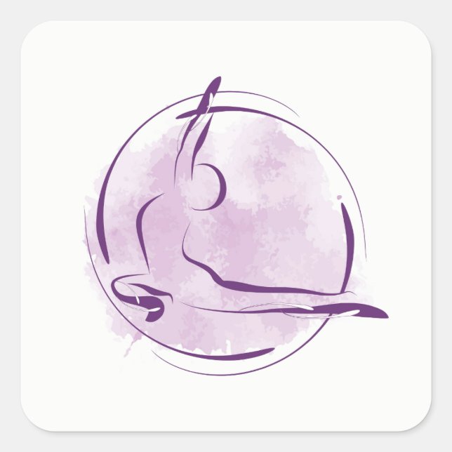 Pegatina Cuadrada Posposición de yoga (Anverso)
