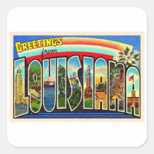Pegatina Cuadrada Postal de carta grande del estado de Luisiana