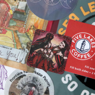 Pegatina Cuadrada Postales de Gemini Bellydancer