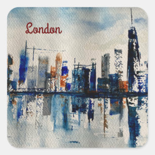 Pegatina Cuadrada Postc Poster de pintura abstracta de Londres City