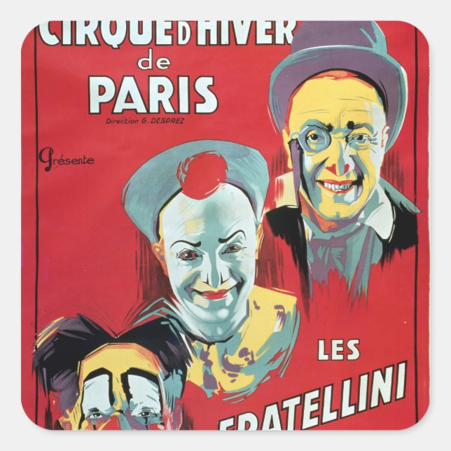 Pegatina Cuadrada Poster anunciando el "Circo de París" (Anverso)