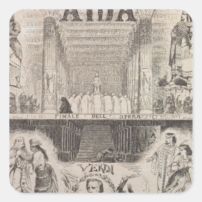 Pegatina Cuadrada Poster anunciando una actuación (Anverso)